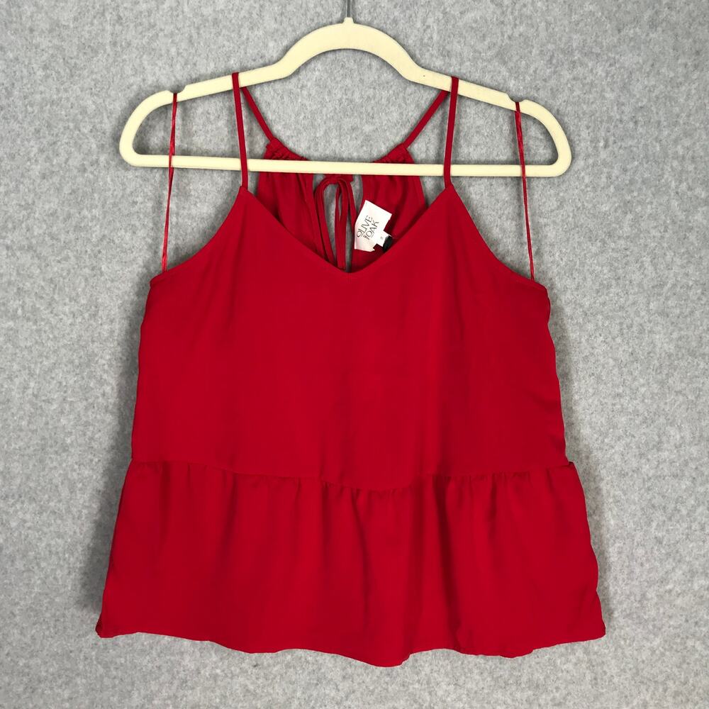 Olive Oak Top Womens Small Red Tank Blouse Ruffle Coquette Romantic Feminine
